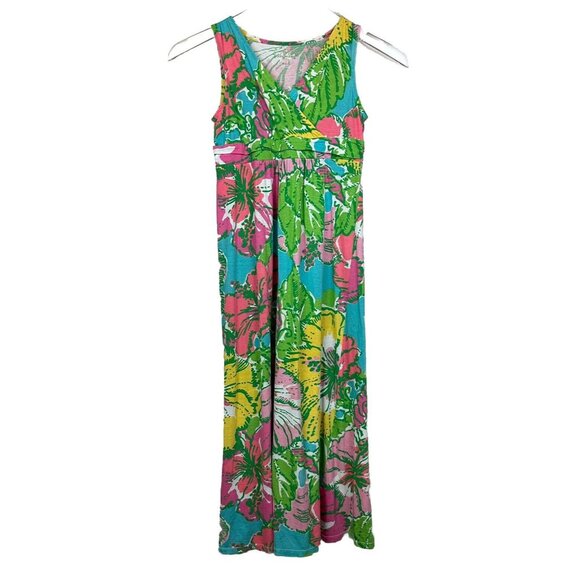 Lilly Pulitzer Other - Lilly Pulitzer Dress Girls Sz L Tropical Floral Cotton Maxi Sleeveless Summer